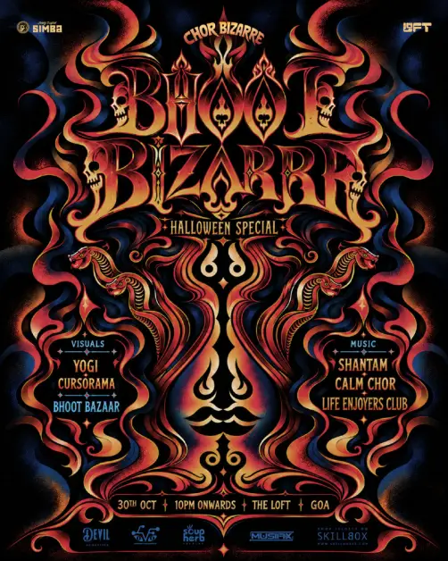 BHOOT BIZARRE: SHANTAM, CALM CHOR, LIFE ENJOYERS CLUB, VISUALS: YOGI X CURSORAMA in Goa