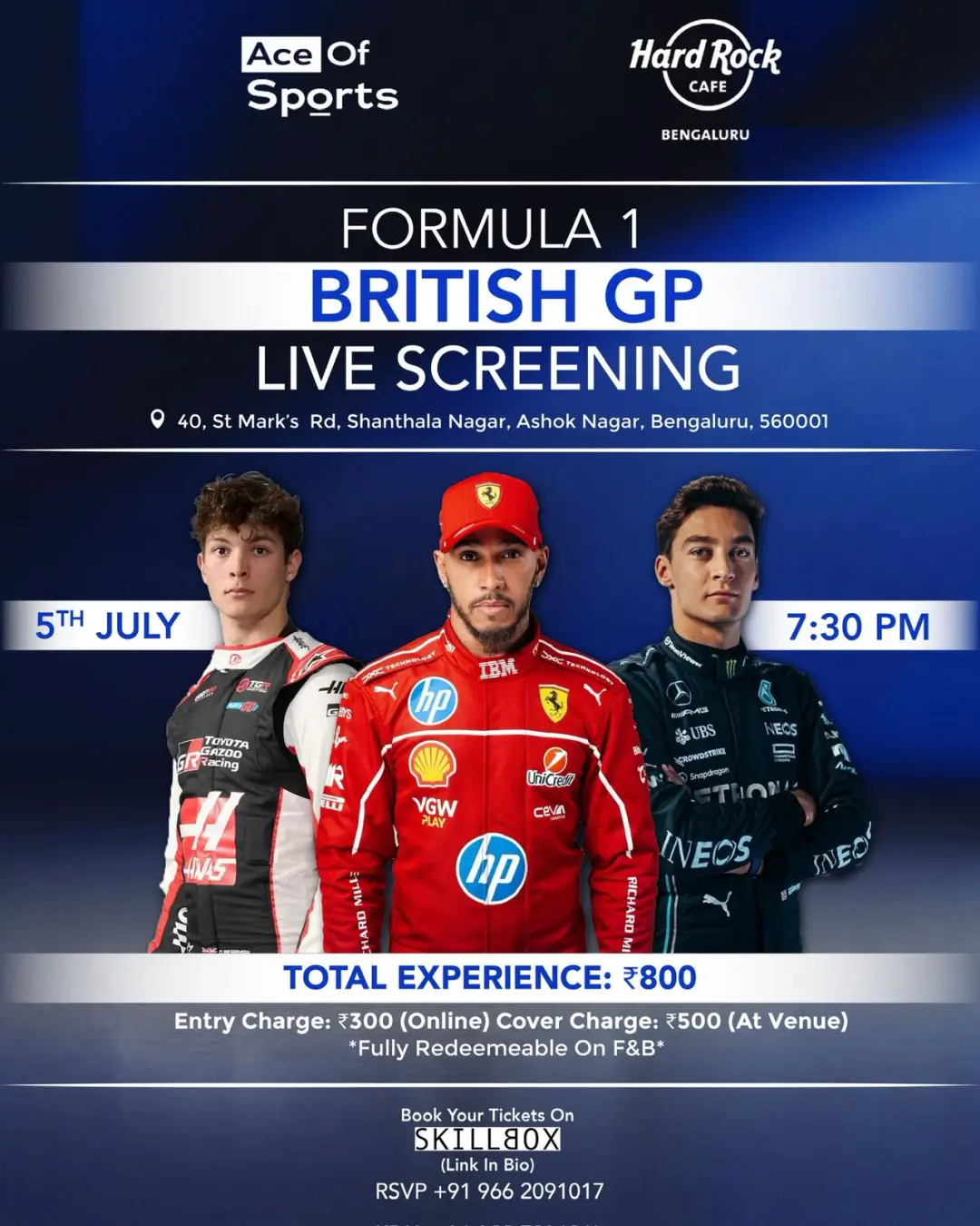 Formula 1 British Grand Prix | Live Screening | Hardrock Cafe Bangalore