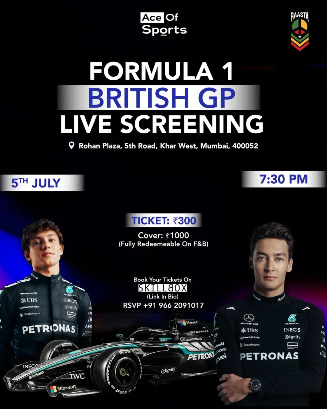 Formula 1 British Grand Prix | Live Screening | Raasta Bombay, Mumbai