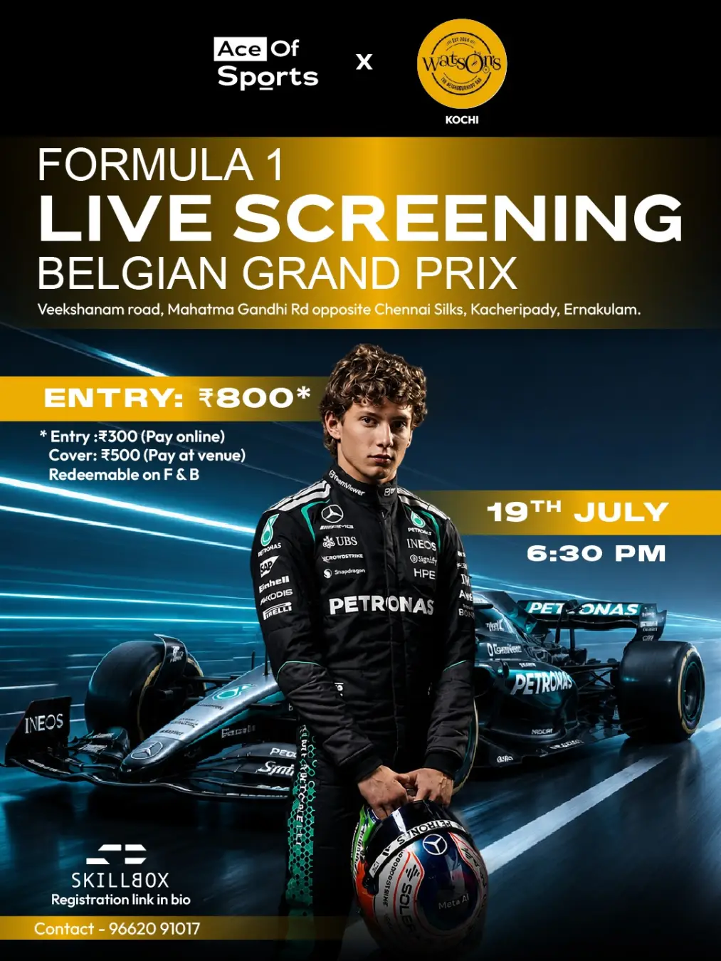 Formula 1 Belgian Grand Prix | Live Screening | Watson’s Kochi.
