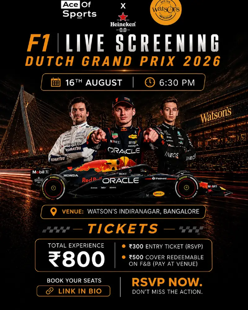 F1 Dutch Grand Prix, Live Screening. Watsons, Indiranagar, Banaglore.