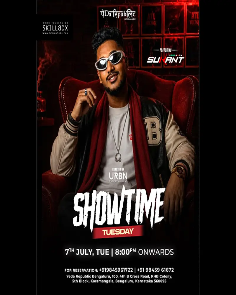 SHOWTIME TUESDAY FT. DJ SUKANT AT YREDA REPUBLIC KORAMANGALA