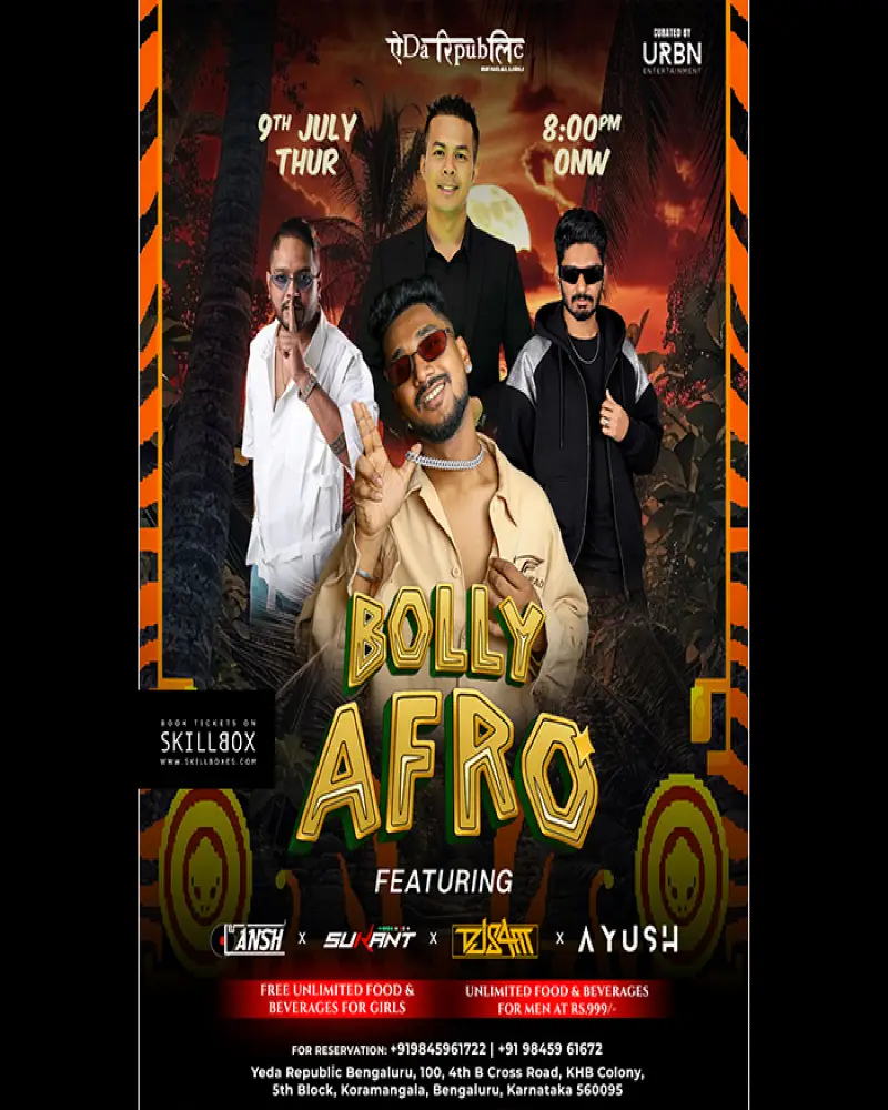 BOLLY AFRO FT. DJ ANSH,SUKANT,SAM & AYUSH AT YEDA REPUBLIC KORAMANGALA